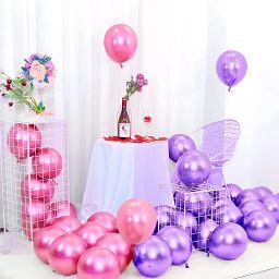 Solid Pink and Purple Chrome Balloons for Birthday Decoration Kit Balloon-image-1