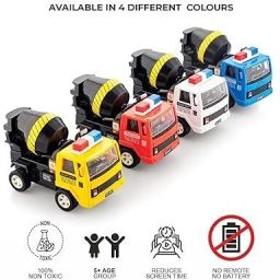 Pull Back and Go Action Small Size Plastic Vehicle Concrete Cement Mixer Toys-image-33