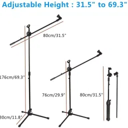 mocking bird Mic Stand with Pop Filter Dual Mic Stand Holder for Recording Podcast Mic Stand Adjustable Studio Microphone Stand for Singing Condenser Microphone Mike Stand image 2