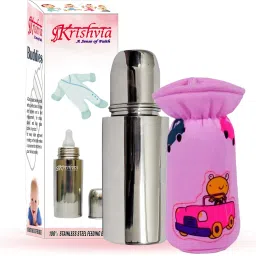 Stainless Steel Baby Feeding Bottle for Milk Easy to Hold Design 304 Food Grade Silicon Nipple With Bottle Cover, 250 ml - 250 ml-image-62