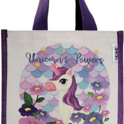 Small Size Jute-Canvas Unicorn Power Printed Gift Bag Grocery Bag-29
