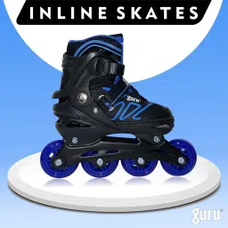 Inline Skates Adjustable Black and Blue Medium Size In-line Skates - Size M UK-17