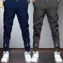 Pack of 2 Men Solid Multicolor Track Pants-image-15