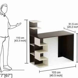 furneaser Edward Computer Table with Shelf, Laptop Table, Engineered Wood Study Table image 4