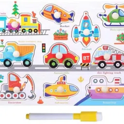 Wooden Puzzle Toy Jigsaw Bamboo Toddler Puzzle Vehicle-image-99