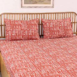 Brown Traditional 144 TC Cotton 1 Double Bedsheet with 2 Pillow Cover by House This-picture-13