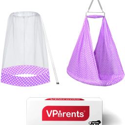 Toddler Baby Swing Cradle with Mosquito Net and Spring-image-59