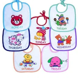 Printed Apron, Bibs Cotton Washable, Reusable Babies Waterproof & Absorbent - (Pack of 7)-image-6