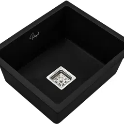 Granite Quartz Single Bowl Kitchen Sink with Real Stone Finish (24x18 inches) APS-2025 (Z-Black) Under Counter Basin-image-96