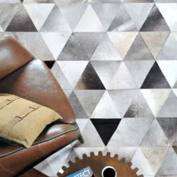 dazzhome Grey Hair On Leather Geometrical Hand Woven 3ftX5ft Carpet-picture-42