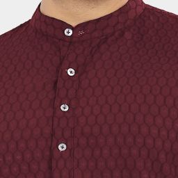 Men Solid Jacquard Straight Kurta-image-2