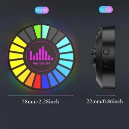 QCEN Rechargeable RGB Sound Control Light, Dynamic Rhythm Light with Round Sound Smart Sensor Light image 4