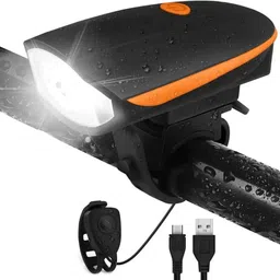 highrider USB Rechargeable LED Front Cycle Light & Horn(Orange/Black) Bell-picture-47