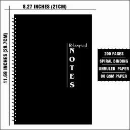 rlanyard Spiral A4 Notebook unruled/plain, Notebook for students,(Pack Of 3) 600 Pages image 5
