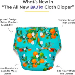superbottoms Basic Certified Soft Fleece Lined Pocket Cloth Diaper with 1 Wet-Free Insert (FreeSize Reusable & Adjustable Cloth Diaper,Fits from 5-17 kg, Peaches) image 2