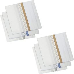 Boan Boan C Men's Cotton Striped Handkerchief XXL (Size - 48CM X 48CM) - Pack of 6 ["White"] Handkerchief-image-12