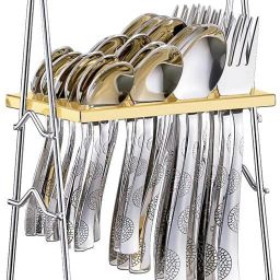 25 Pieces Premium Regal Cutlery Set For Spoon Set, Dining Table Stylish Stainless Steel Cutlery Set-2