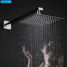 Premium 6"x"6 Heavy SS Ultra Slim Rain Shower Head with 15inch Square Arm Fixed Mount-picture-20