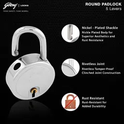 godrej Round 5 Levers 3 Keys Padlock image 3