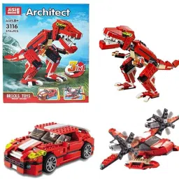 3 in 1 Racing Car Dinosaur Plane Building Blocks Set 374+Pcs Lego Compatible Toy-picture-10