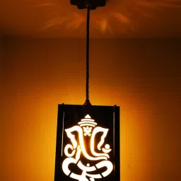™ 421 Ganpati Hanging lamp (Golden Bulb) Antique Wooden Ceiling Lights for Mandir,Temple,Devghar Or Puja ghar Pendant Lamp Shade Night Lamp Pendants Ceiling Lamp-9