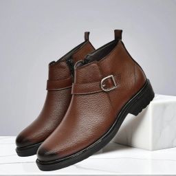 Italian Leather Ankle Formal Chelsea Boot For Men High Neck Long Shoes For Men Slip On For Men-image-77