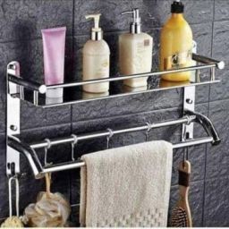 Premium Towel rack Abs Stainless Steel Bathroom Accessories and Folding Towel Rack/Towel Hanger/Towel Stand/Holder Silver Towel Holder (Stainless Steel) 18 inch 1 Bar Towel Rod-23