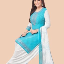 Unstitched Crepe Kurta & Churidar Material Printed-image-34