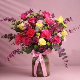 Blush N Bloom In A Golden Vase-1
