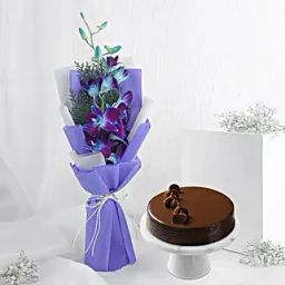 Enchanting Orchid Bouquet N Truffle Cake-image-55