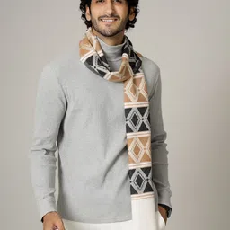 HANDICRAFT PALACE Men Orange Self-Design Wool Muffler-image-47