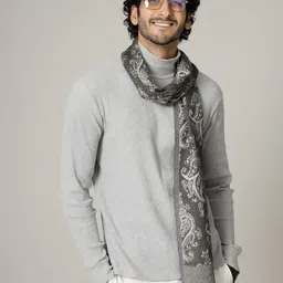 HANDICRAFT PALACE Men Green Woven Design Wool Muffler-image-86