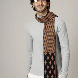HANDICRAFT PALACE Men Brown & Black Self-Design Mufflers-image-83