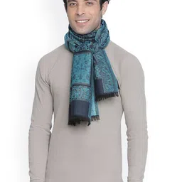 SHINGORA Men Blue Printed Wool Mufflers-image-22