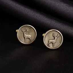 COSA NOSTRAA Gold-Plated Daring Deer Round Cufflinks-image-9