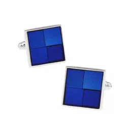 The Tie Hub Men Silver-Toned & Blue Squared Cufflinks-picture-25
