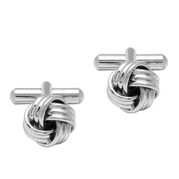 bodha Men 925 Silver Plated Classic Knot Design Cufflinks-image-33