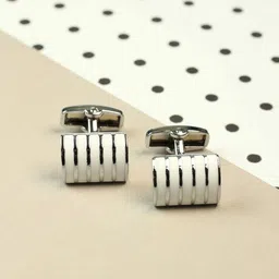 Tossido Men Striped Brass Metal Premium Geometric Cufflink-image-15