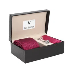 Van Heusen Men Printed Tie & Pocket Square With Cufflink Gift Set-38
