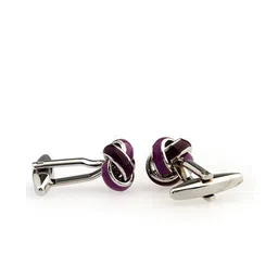 The Tie Hub Purple & Silver-Toned Purple Knot Cufflink-picture-1