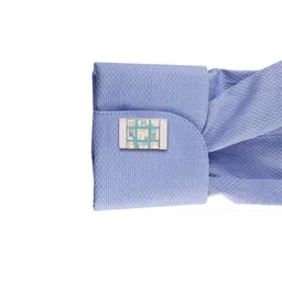The Tie Hub Men Blue & Silver-Toned Checkered MOP Rectangular Cufflinks image 3