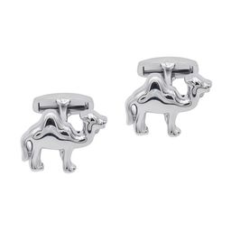 bodha Rhodium Silver Plated Two Hump Camel Design Cufflinks-image-13