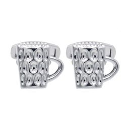 bodha Rhodium Silver Plated Textured Beer Mug Design Cufflinks-image-14