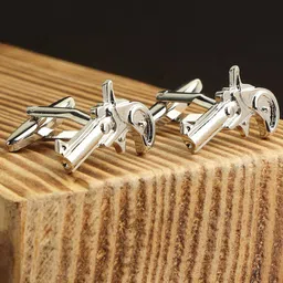 Alvaro Castagnino Silver-Toned Quirky Cufflink-image-54