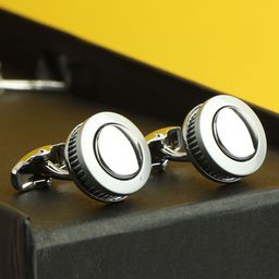 Alvaro Castagnino Silver-Toned Round Cufflink-image-93
