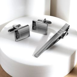 Peora Silver Plated Combo of Tie Pin and Cufflinks-image-14