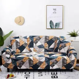 Blue Printed Polyester 18x72 Inch 2 Seater Sofa Cover by House of Quirk-picture-44