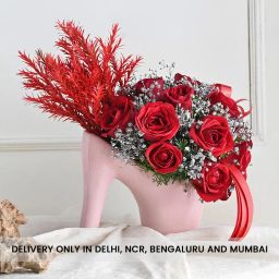 Exquisite Blooms In Quirky Sandal Vase-28