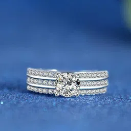 MYKI Silver-Plated Cubic Zirconia-Studded Finger Ring-19