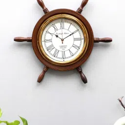 pristine interiors Vintage Brown Wood & MDF Wall Clock-picture-36
